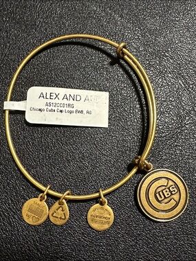 2012 Alex And Ani Chicago CUBS Logo Charm Bangle Bracelet